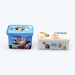 Rectangular decorated food tubs
